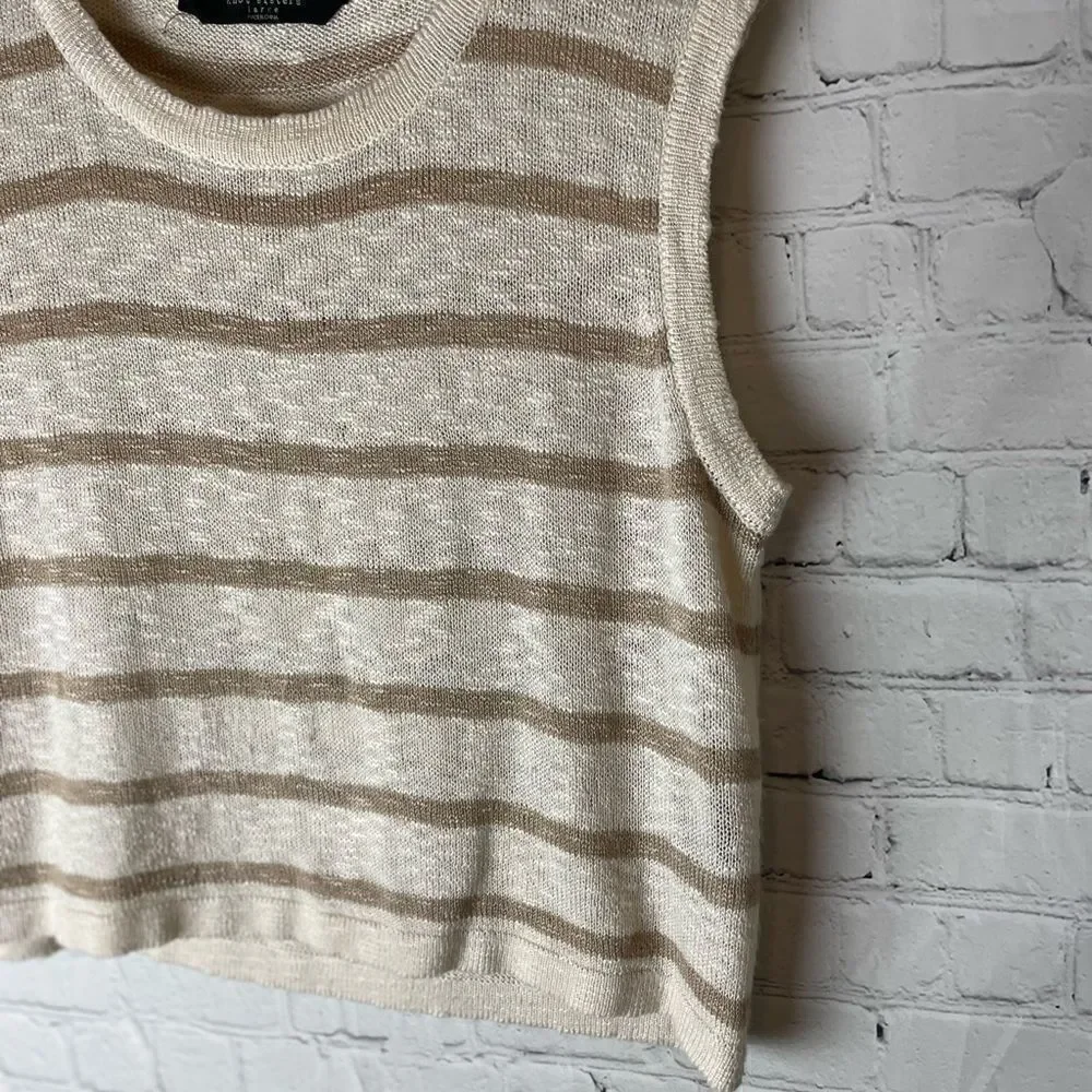 Knot Sisters Stripe Pullover Sleeveless Sweater Tank L
